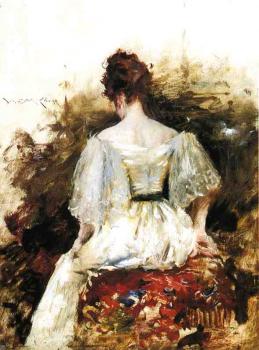 威廉 梅裡特 查斯 Portrait of a Woman The White Dress
